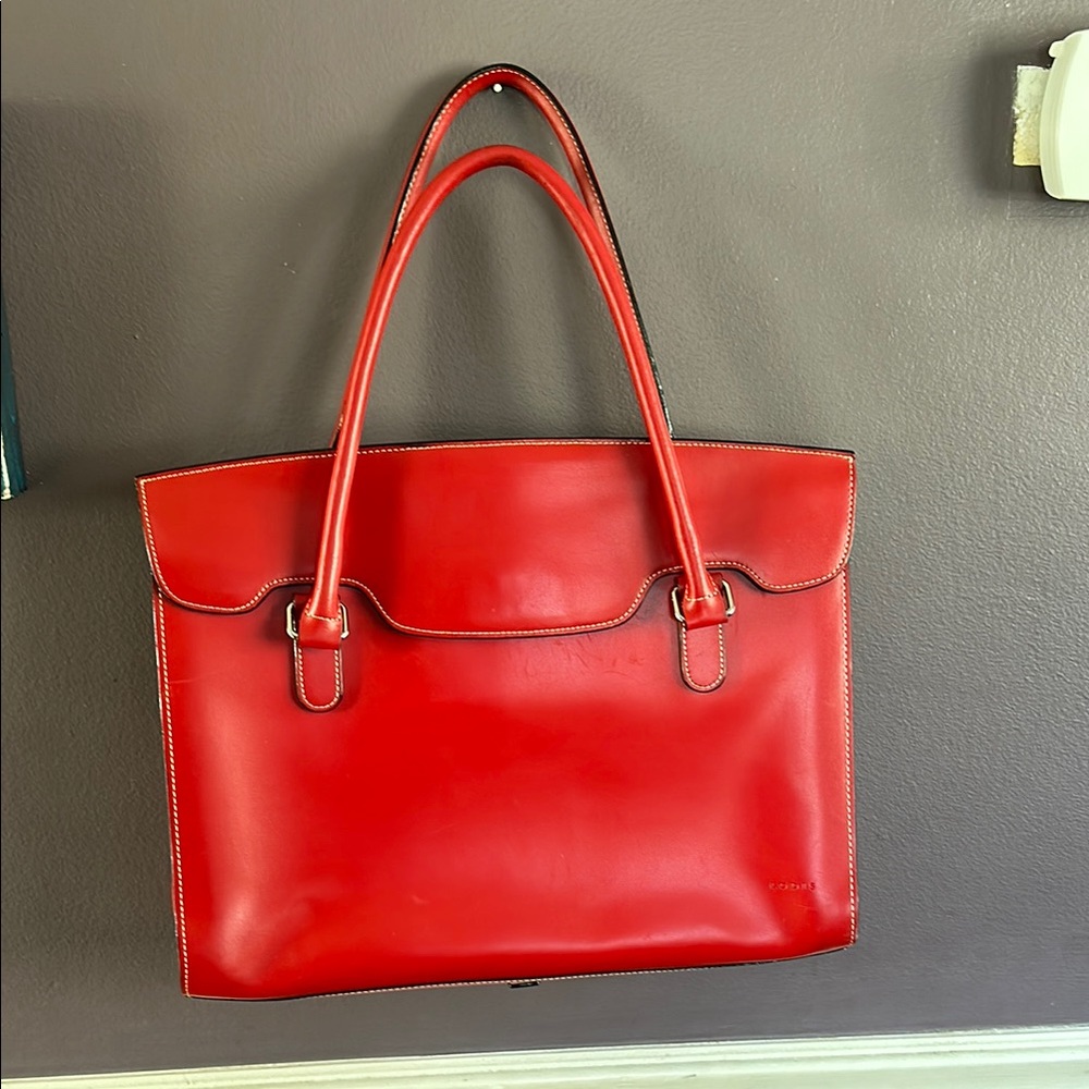 LODIS Red Leather Tote Bag